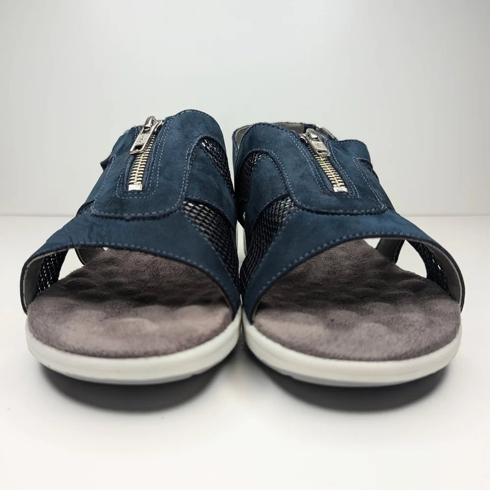 Walking Cradles NWOT Spencer Leather Open Toe Slingback Sandal blue size 9